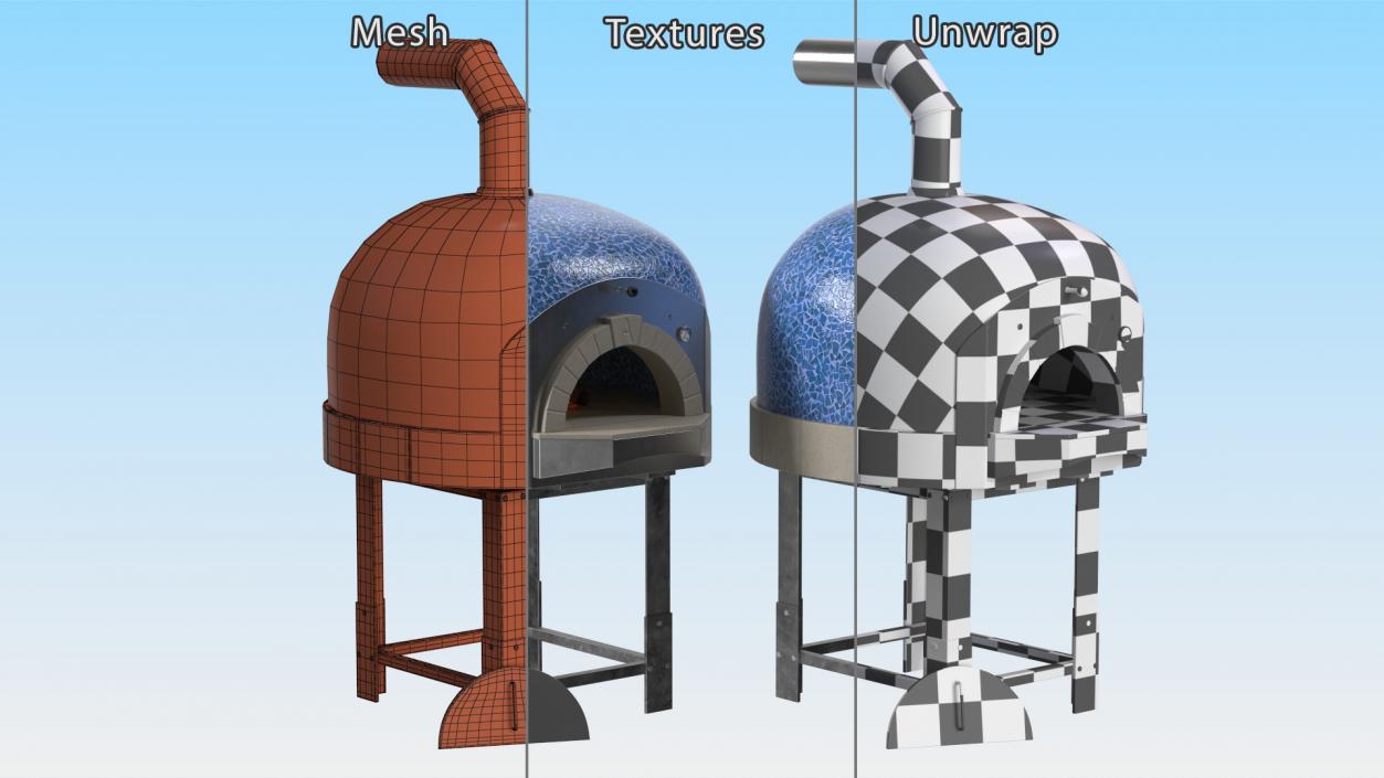 3D model Rustic Italian Pizza Oven Blue