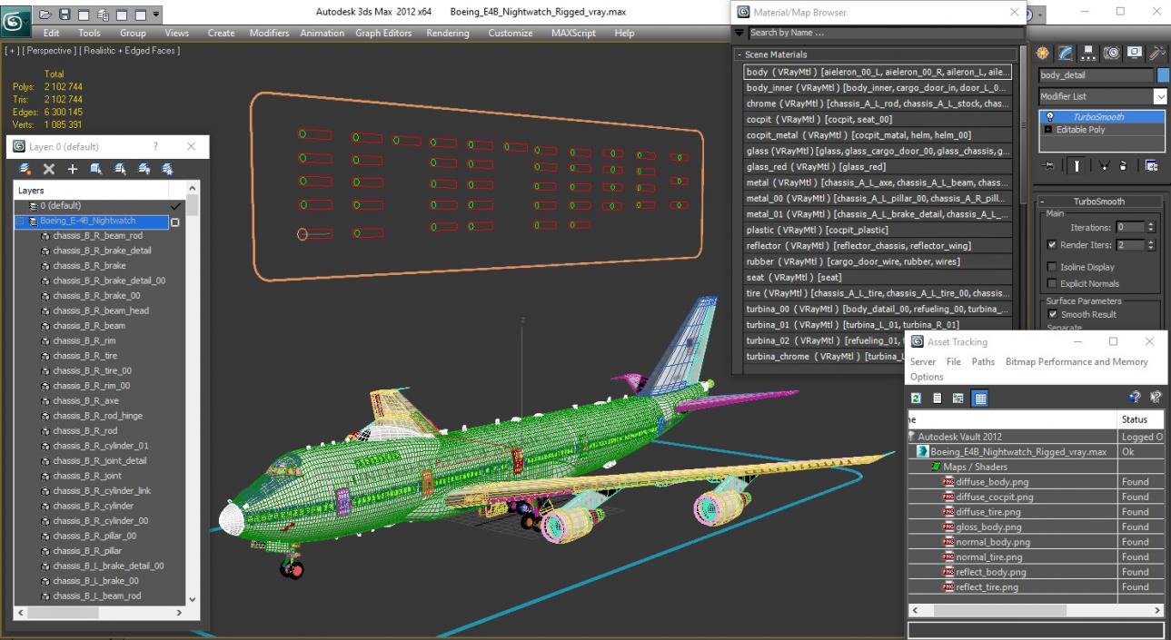 3D Boeing E4B Nightwatch Rigged model