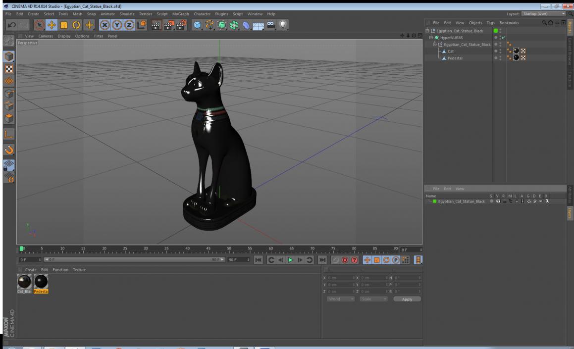 3D model Egyptian Cat Statue Black