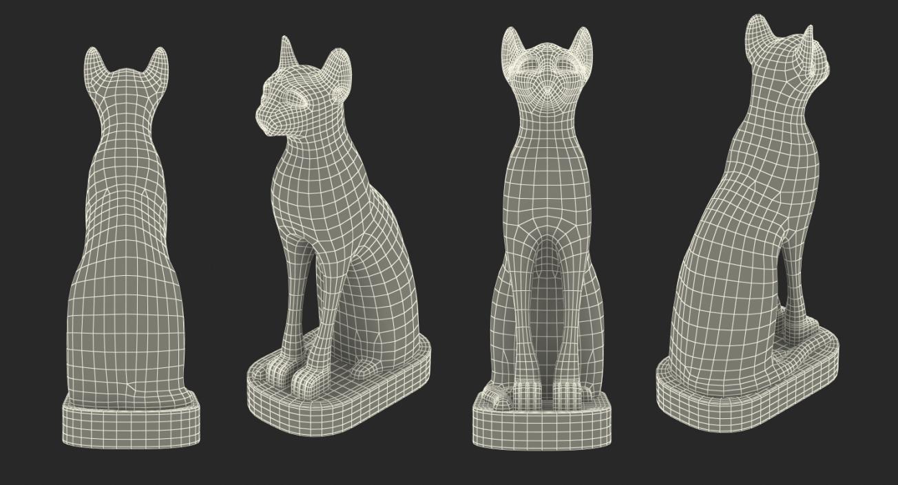 3D model Egyptian Cat Statue Black