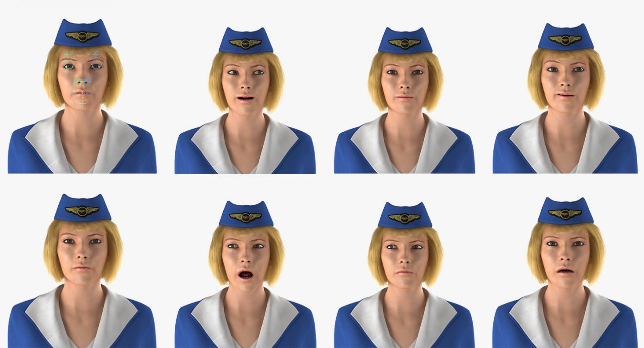 3D Stewardess Rigged 3D Model
