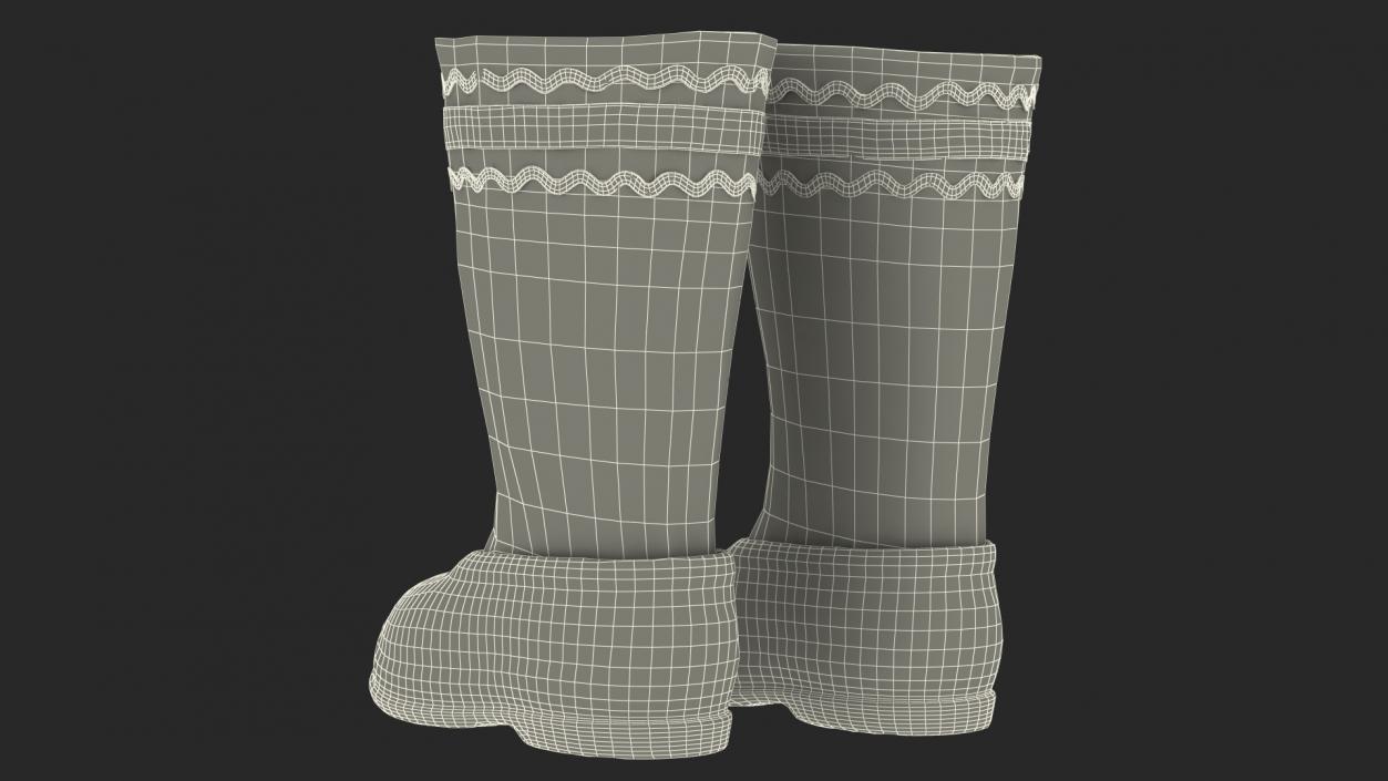 3D Warm White Felt Boots With Transparent Galoshes Fur