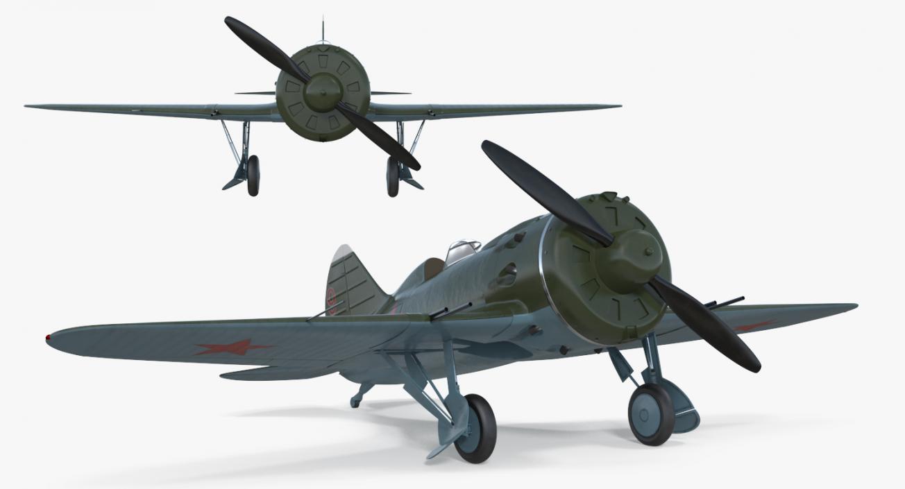 Soviet WWII Fighter Aircraft Polikarpov I-16 3D model