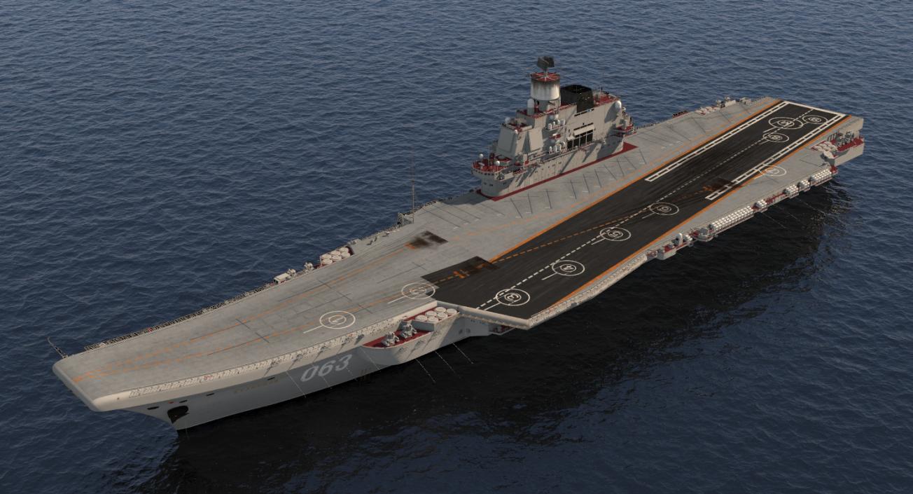 3D Admiral Kuznetsov Aircraft Carrier Rigged