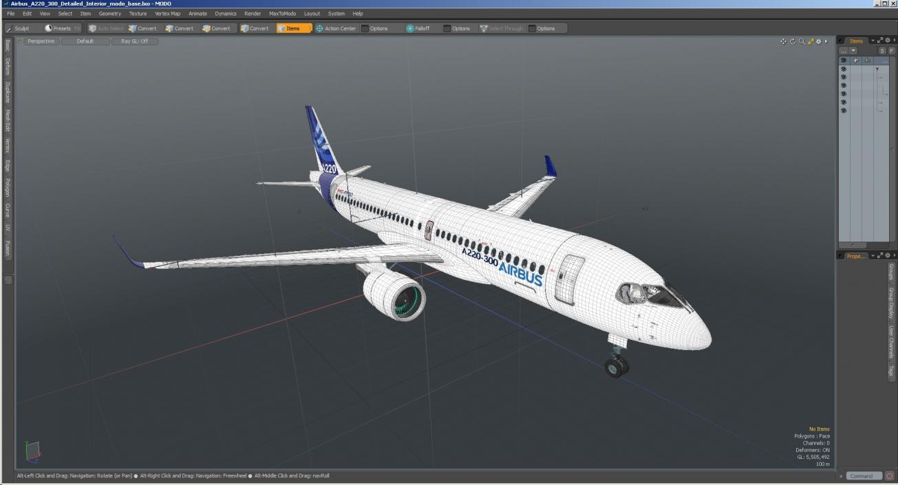 3D Airbus A220 300 Detailed Interior model