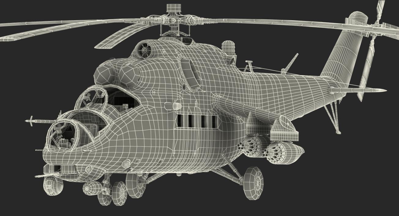 3D Russian Large Helicopter Gunship Mi-35M Hind Rigged