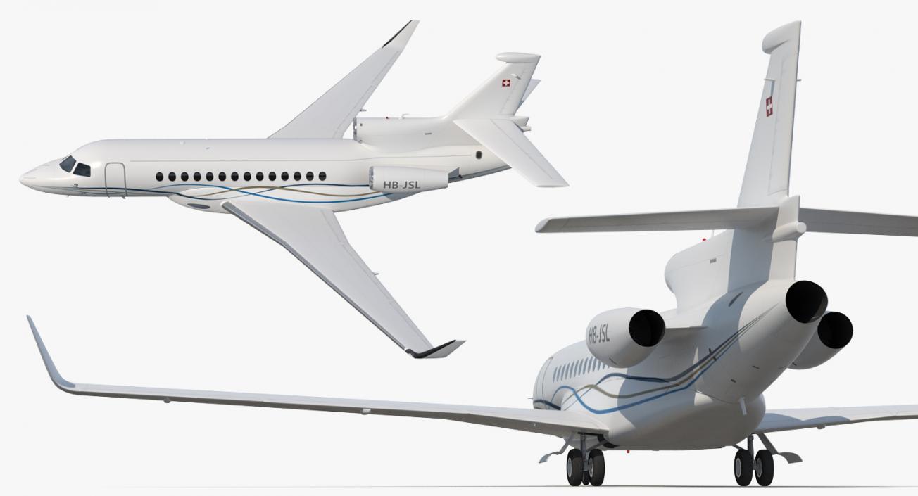 3D model Business Long Range Trijet Dassault Falcon 7X