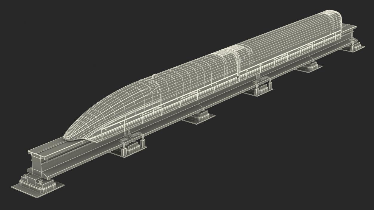 3D model Chinese Maglev Bullet Train on Rail