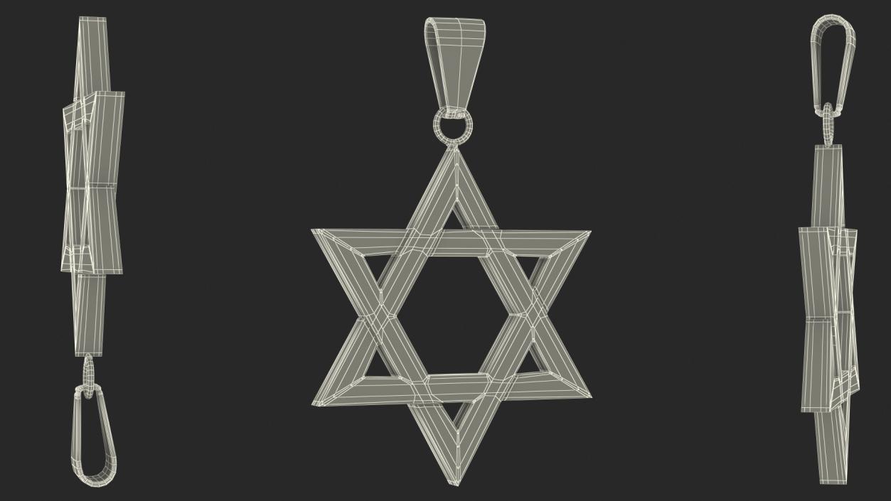 Star of David Necklace Silver 3D model