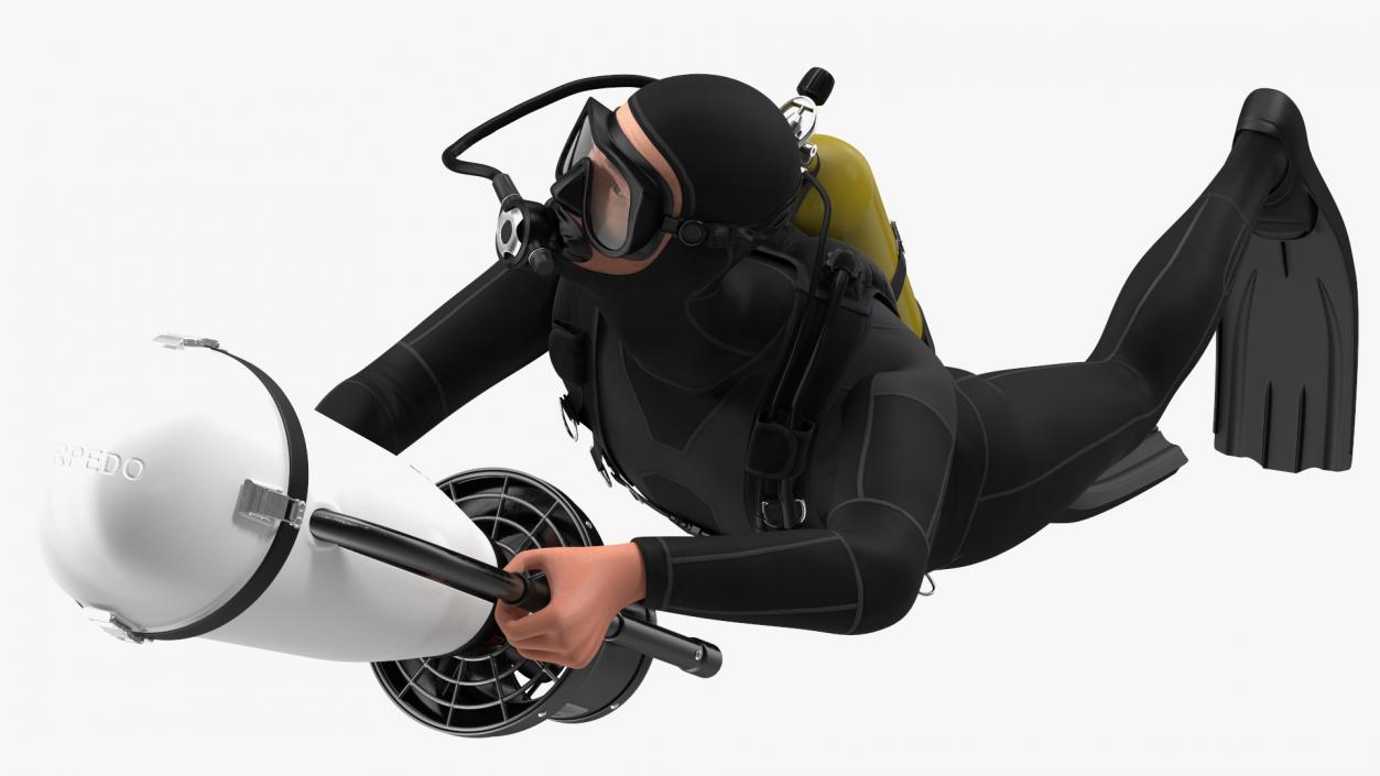 3D Diver with Underwater Scooter Torpedo2000