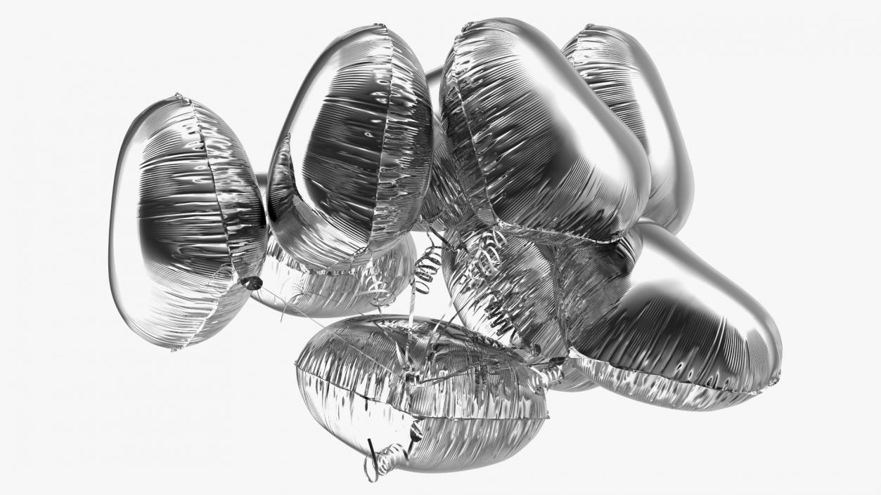 3D model Heart Shaped Silver Balloon Bouquet