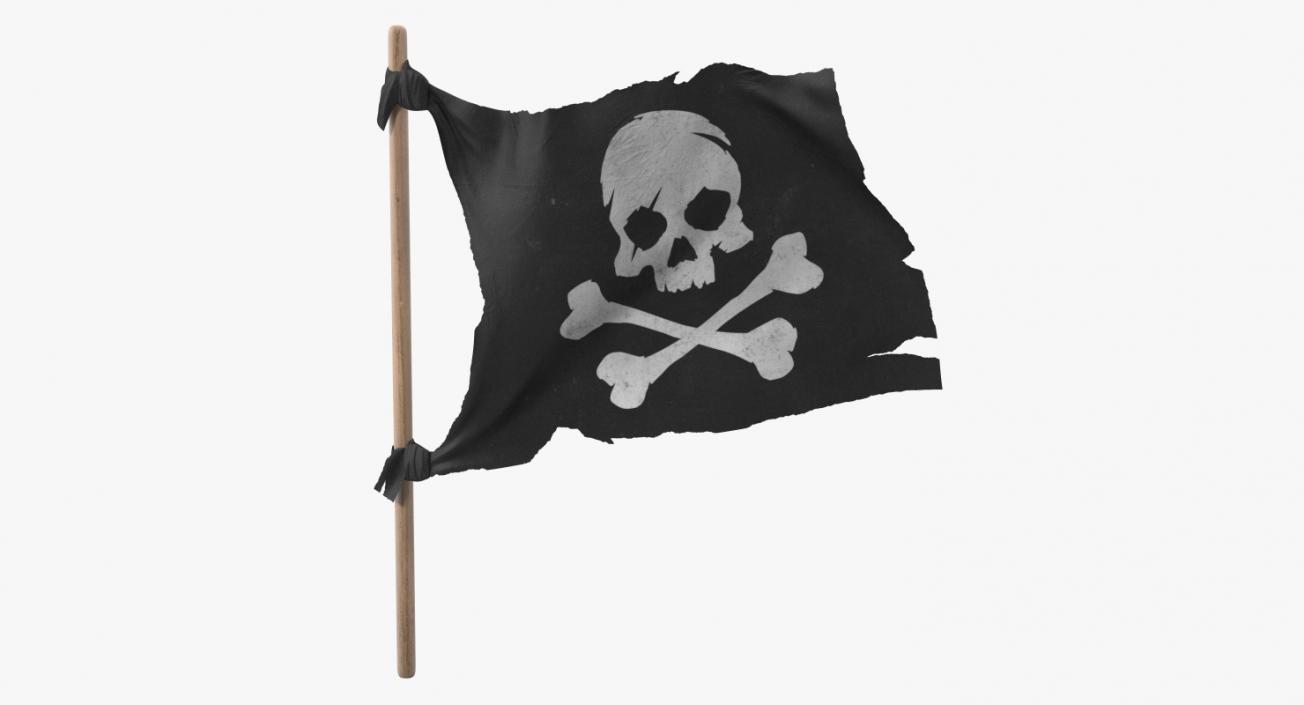 Pirate Skull and Bones Flag 3D