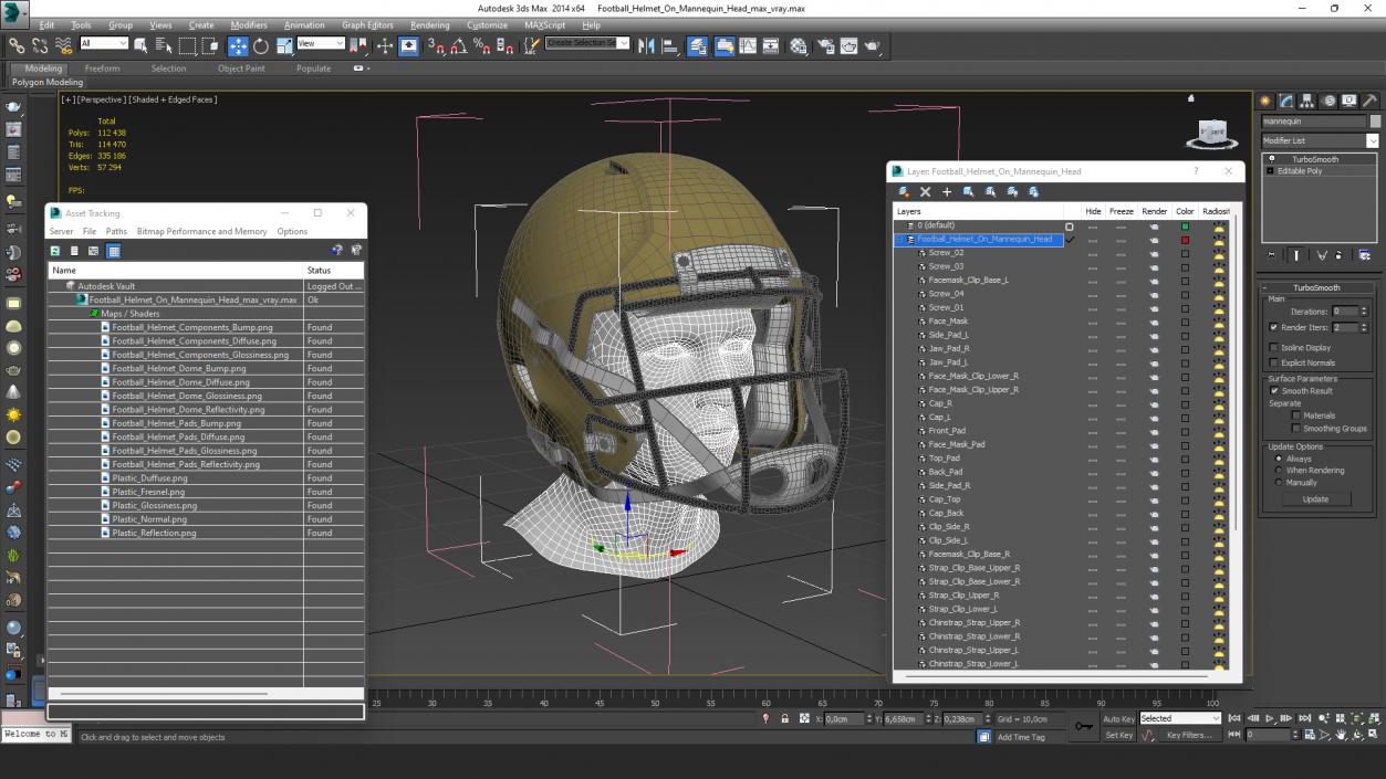 3D Football Helmet on Mannequin Head model
