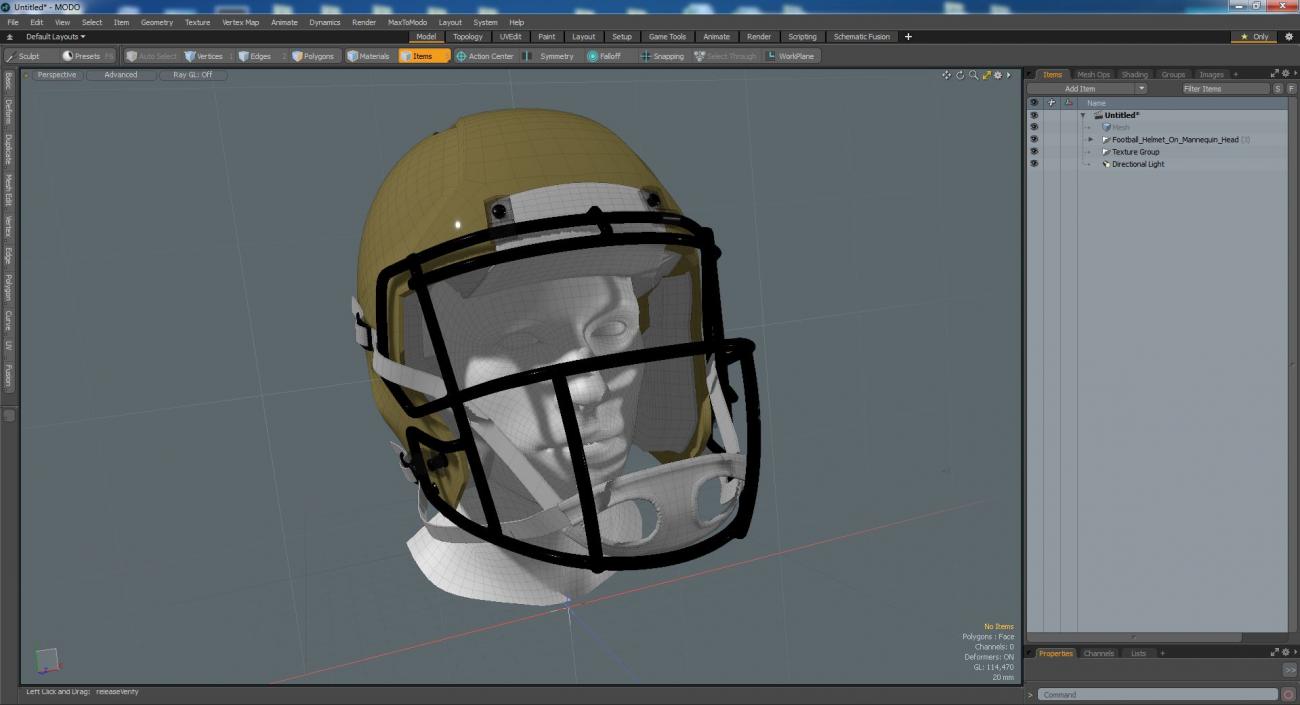 3D Football Helmet on Mannequin Head model
