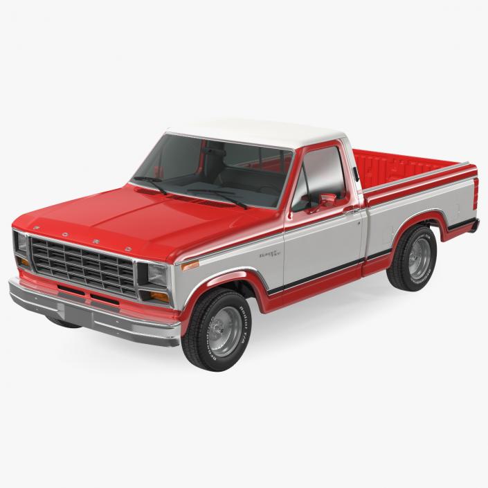3D model Ford F Series 1980 Pickup Red Simple Interior