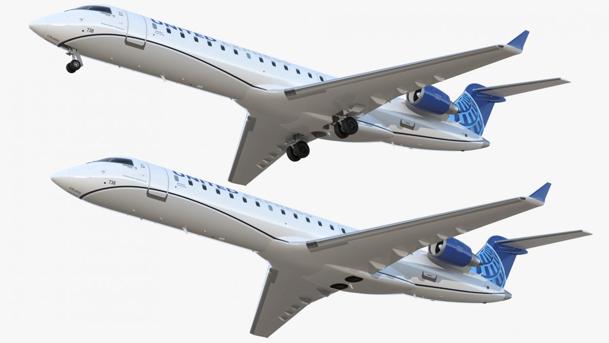 Bombardier CRJ550 Regional Jet United Express Rigged 3D