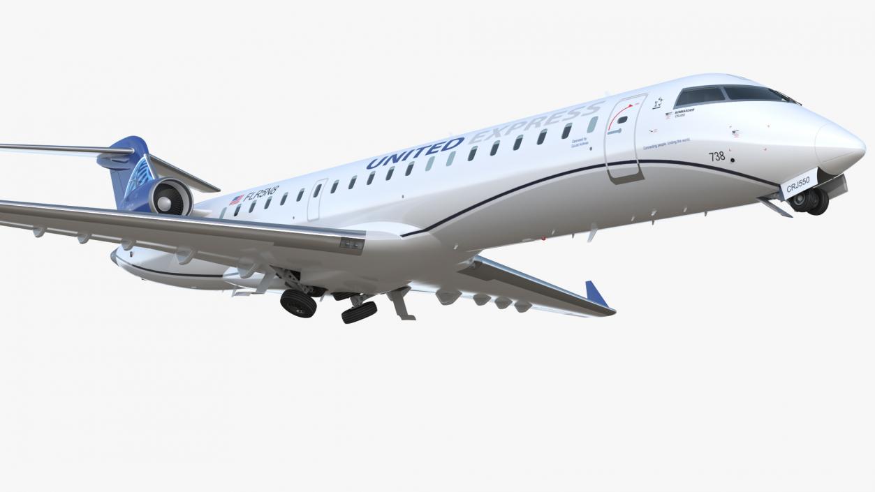 Bombardier CRJ550 Regional Jet United Express Rigged 3D