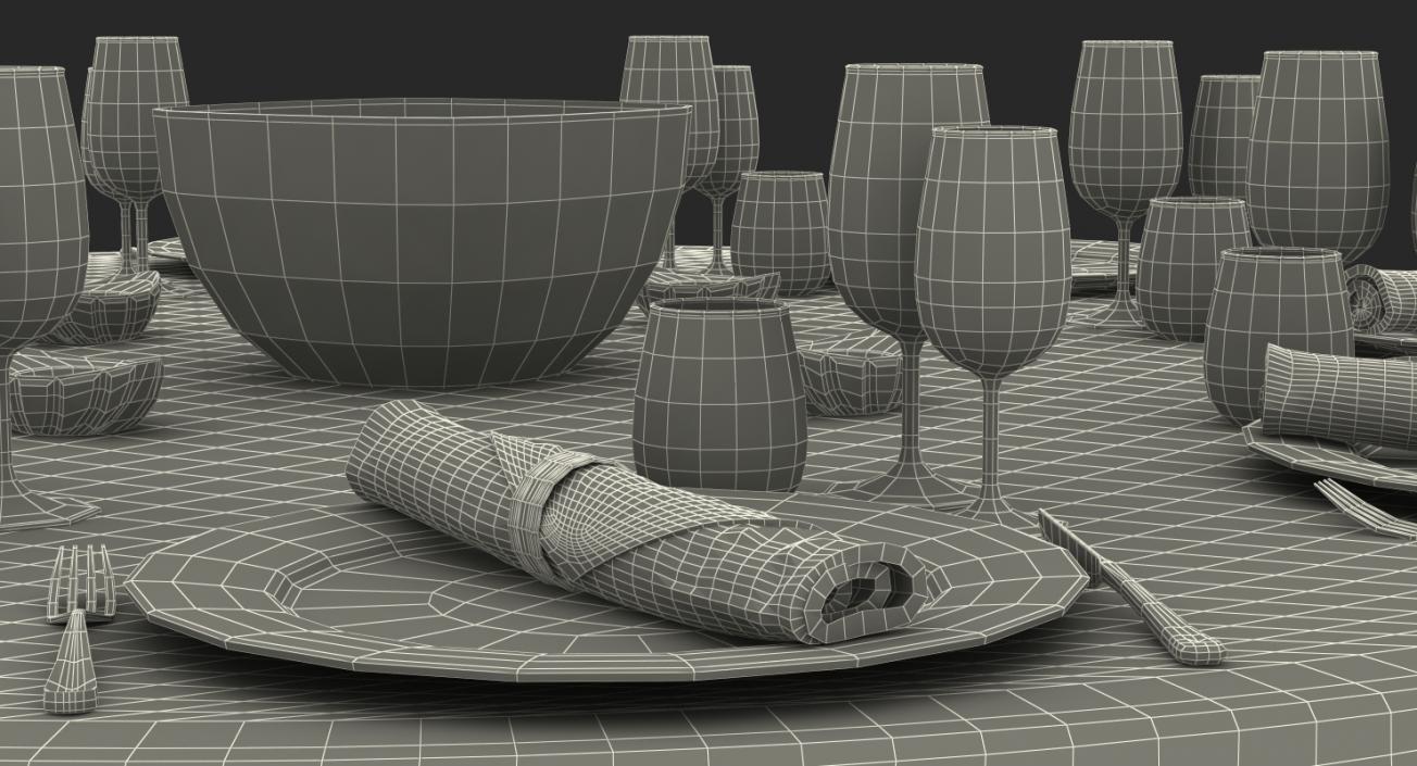 3D model Round Dining Served Table