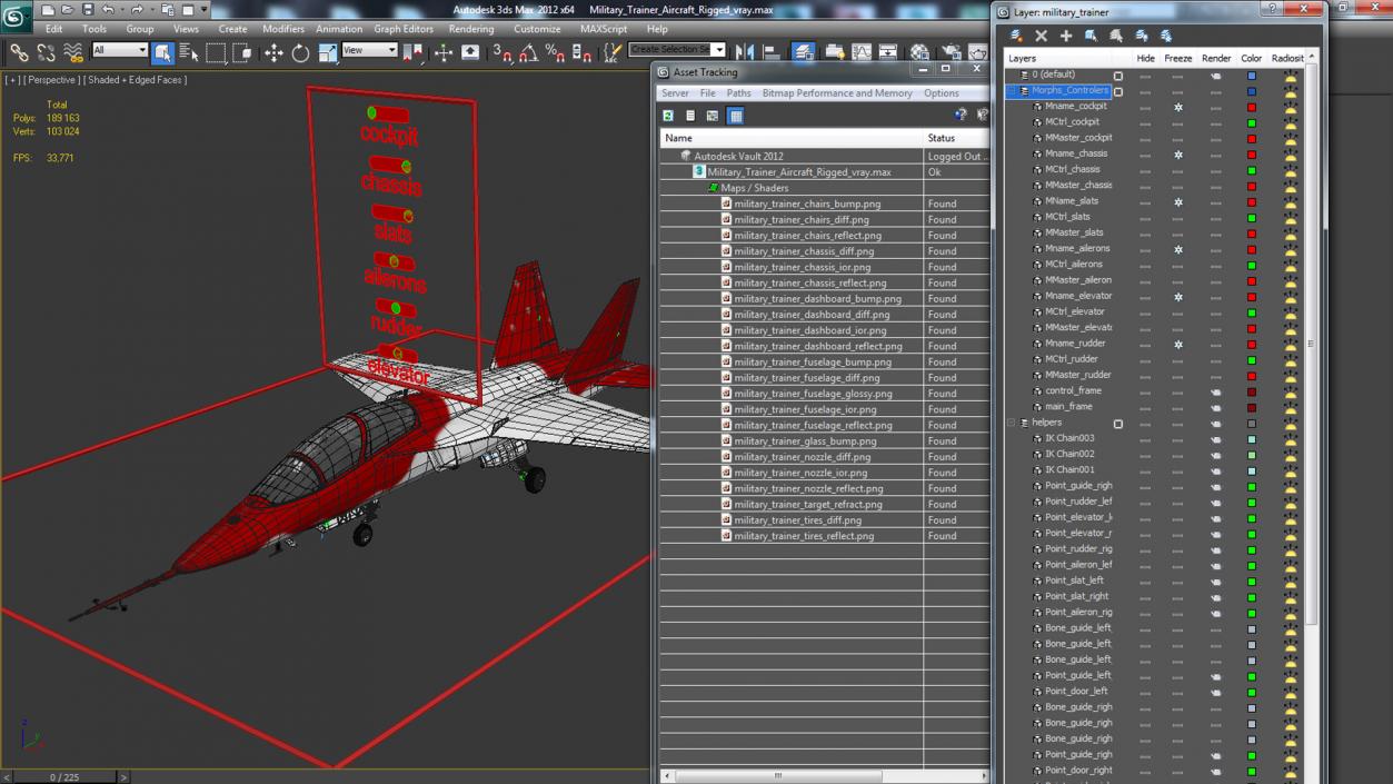 Military Trainer Aircraft Rigged 3D