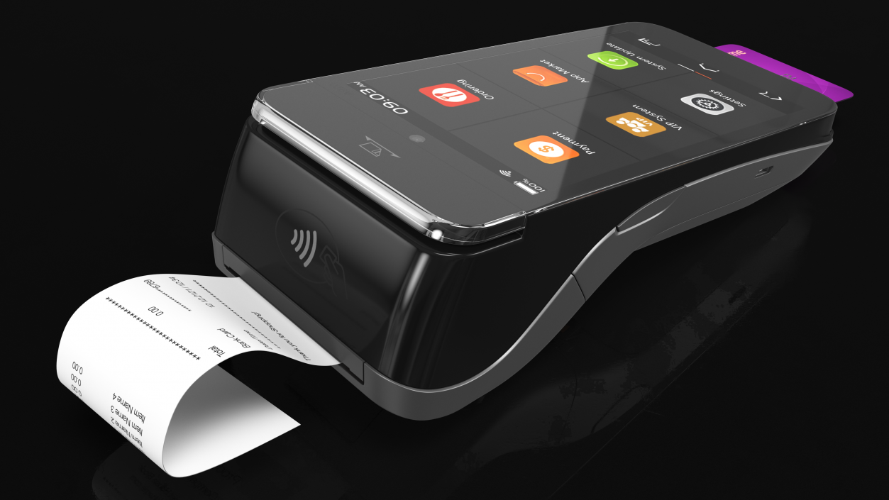 3D model Payment Mobile Tablet Terminal with Card