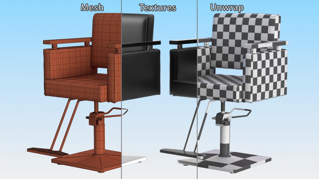 3D model Hydraulic Barber Chair Modern Black