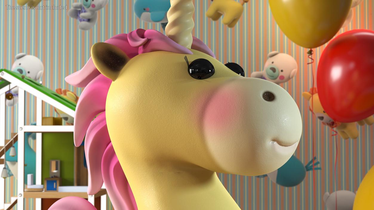 3D model Yellow Cartoon Unicorn Jumping Pose