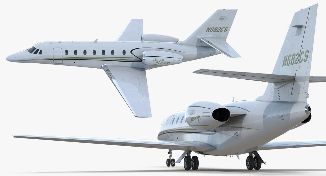 3D Business Jet Cessna Model 680 Sovereign Rigged