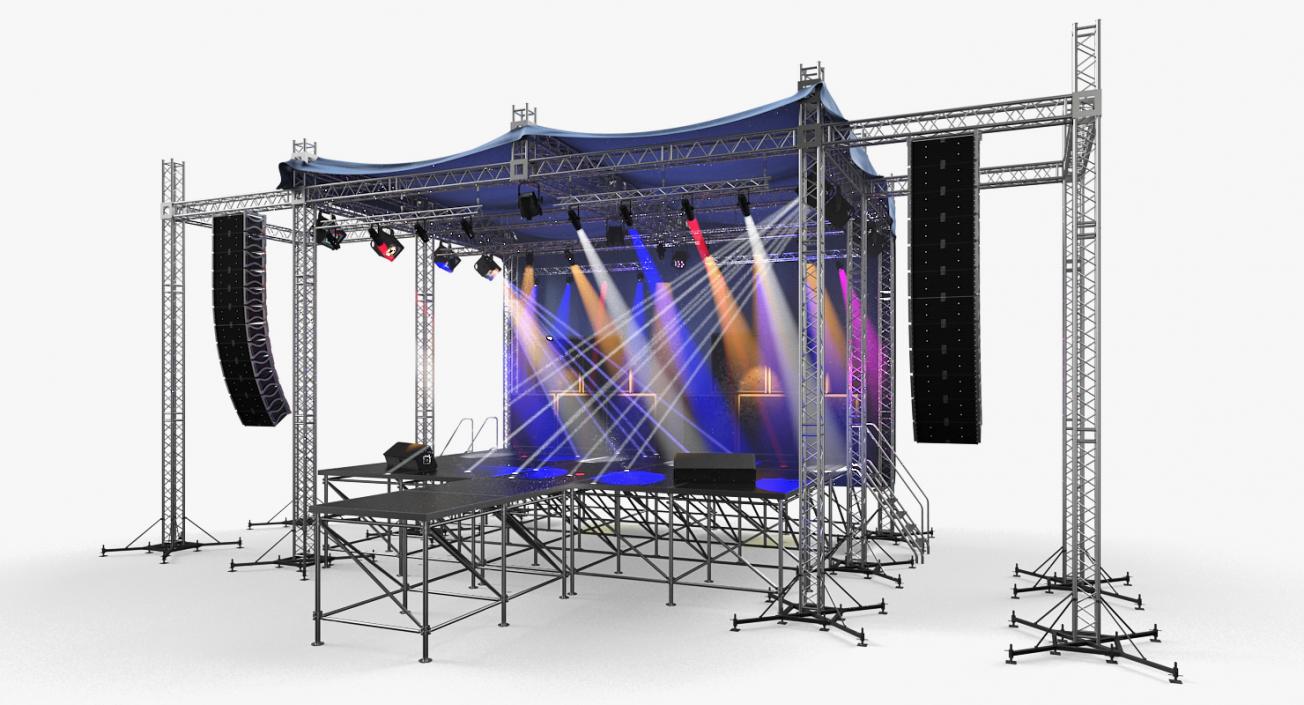 3D Outdoor Concert Stage with Equipment
