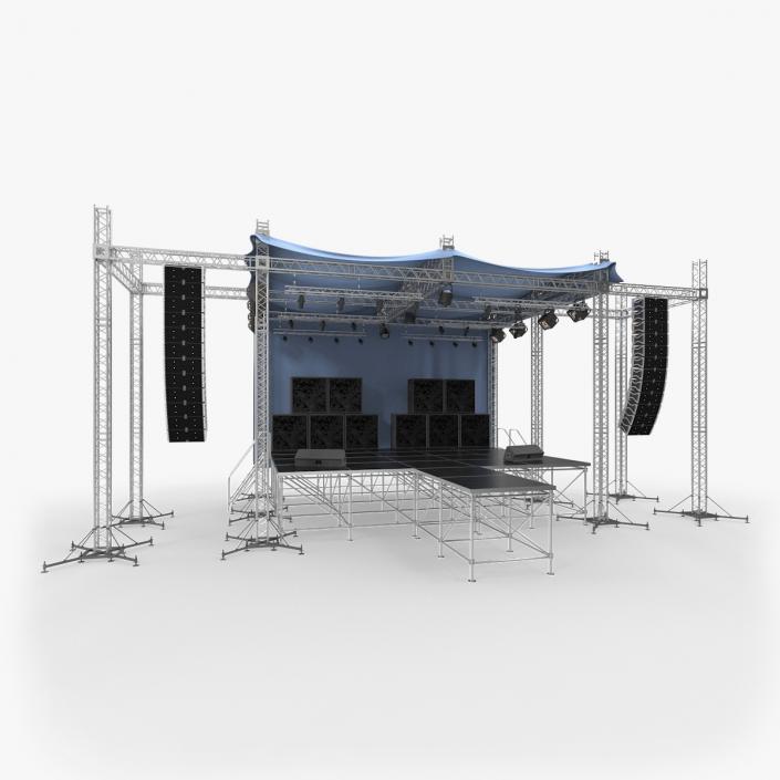 3D Outdoor Concert Stage with Equipment