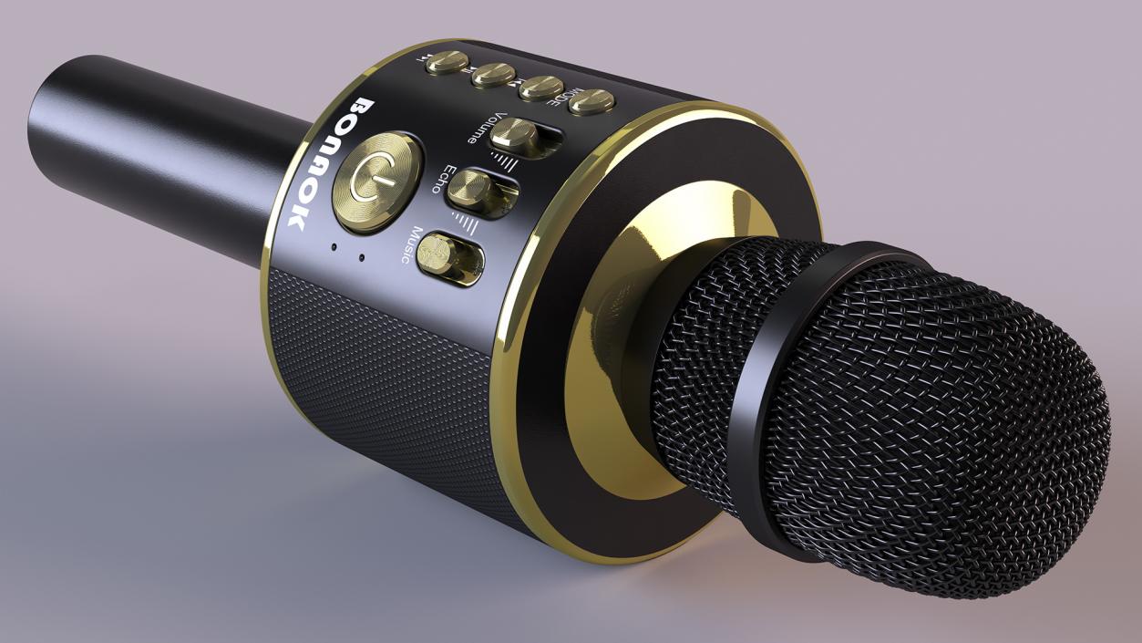 3D model Bluetooth Karaoke Bonaok Microphone Black and Gold