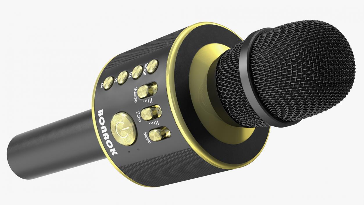 3D model Bluetooth Karaoke Bonaok Microphone Black and Gold