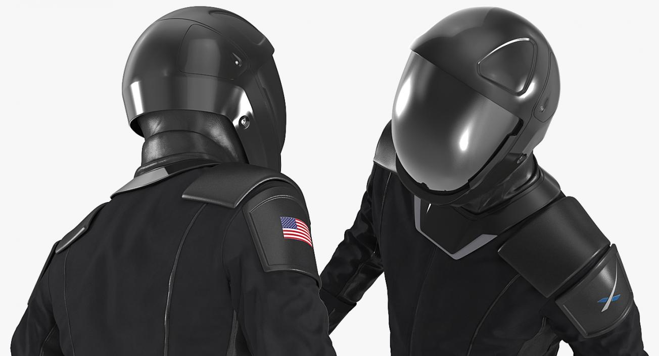 3D Sci-Fi Space Suit Black Walking Pose
