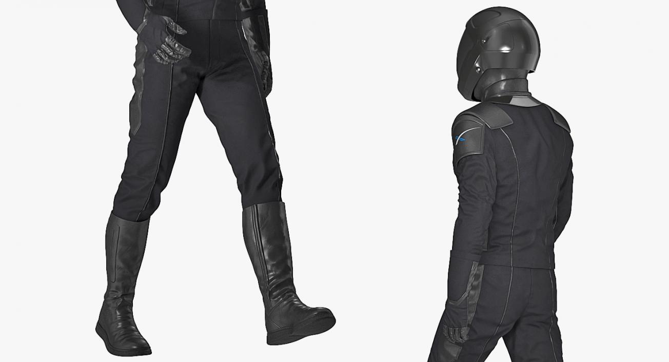 3D Sci-Fi Space Suit Black Walking Pose