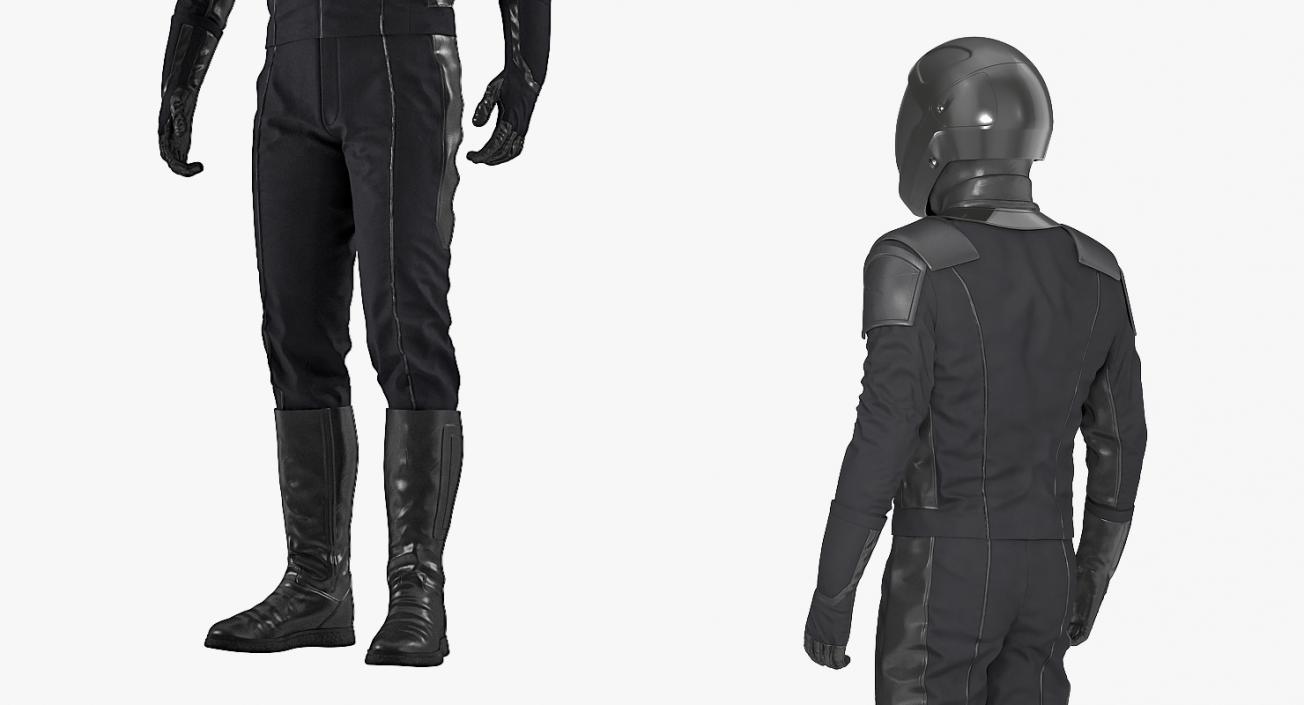 3D Sci Fi Astronaut Suit Black Standing Pose