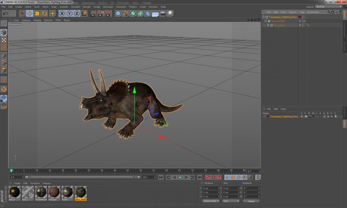 3D model Triceratops Fighting Pose