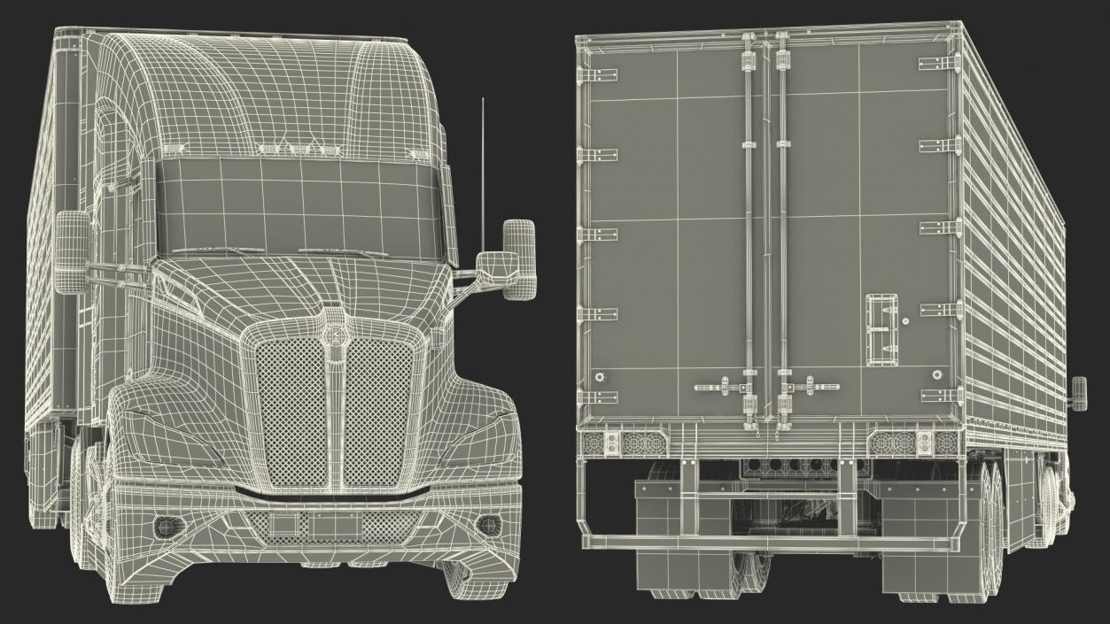 3D model Kenworth Truck with Vanguard Reefer Trailer Rigged