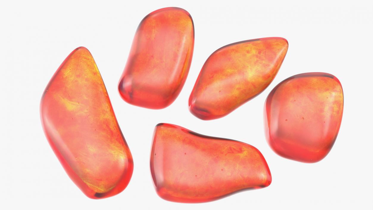 3D Polished Amber Stones