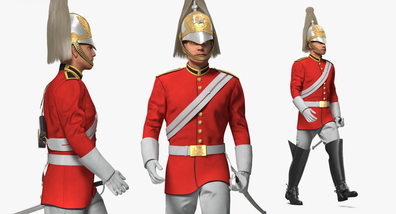 3D model British Royal Lifeguard Walking Pose with Fur