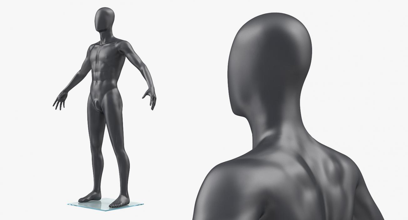3D Male Dark Grey Mannequin Rigged