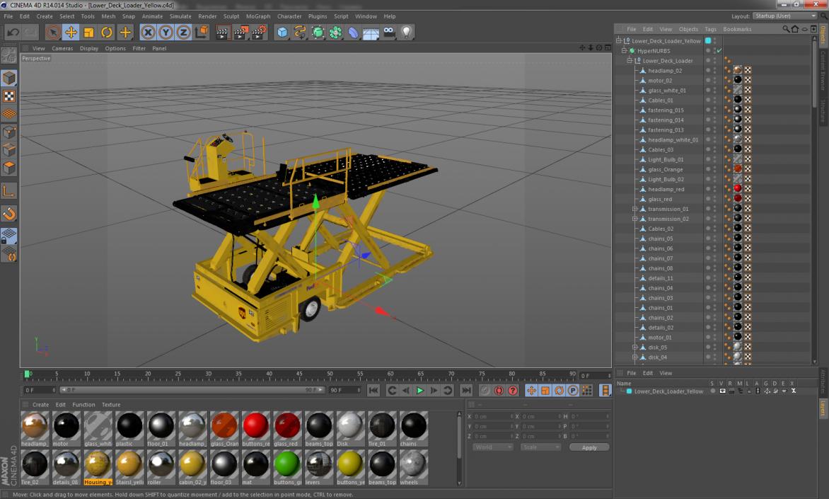 Lower Deck Loader Yellow 3D model