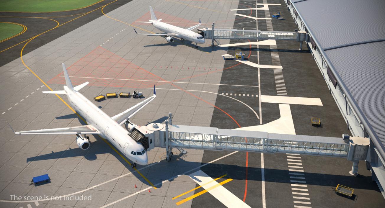 3D model Airport Jetway Passenger Bridge with Aircraft