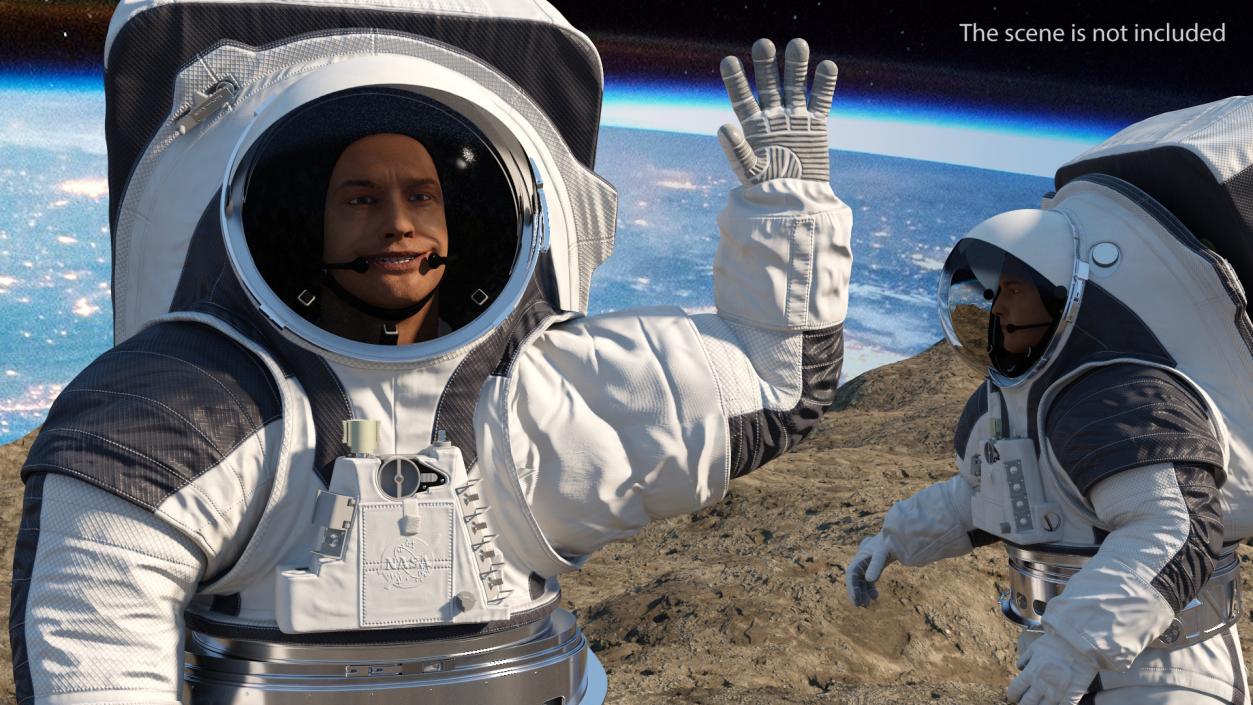 Astronaut Wearing xEMU Spacesuit Rigged 3D model