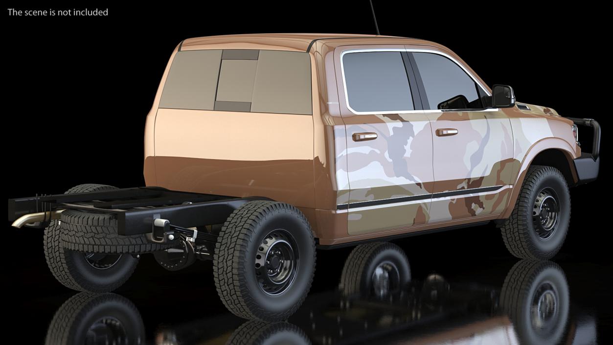 3D Crew Cab 4x4 Truck No Bed Simple Interior