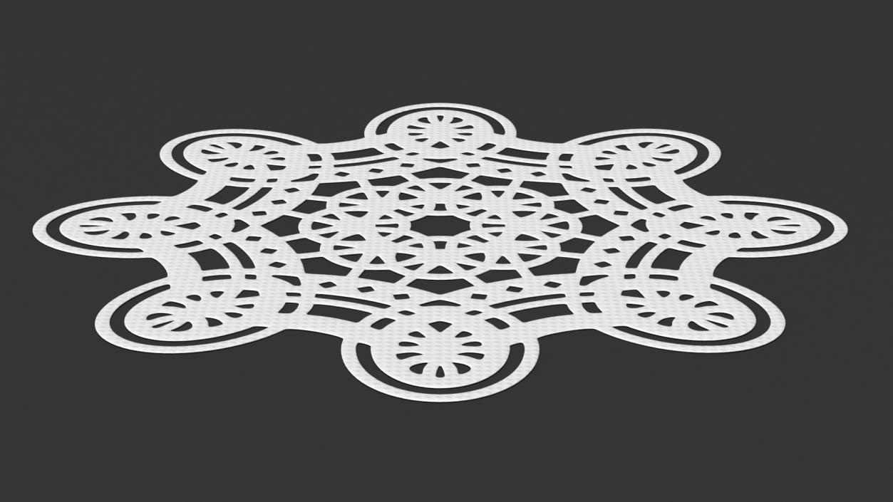 Eight Pointed Lace Paper Doilie White 3D