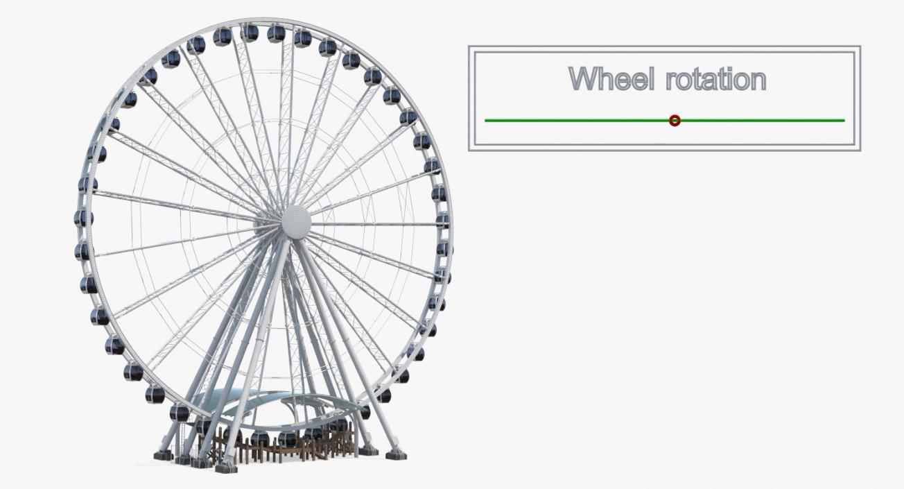 3D Seattle Great Ferris Wheel Rigged model
