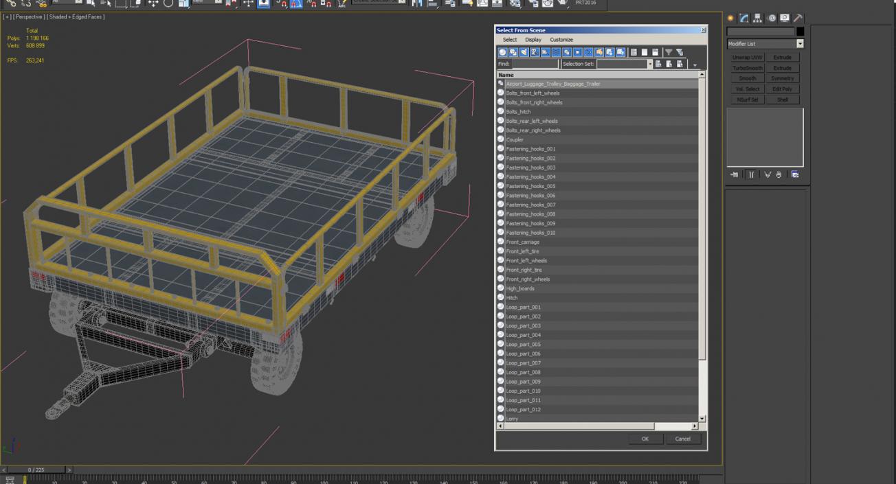 Airport Luggage Trolley Baggage Trailer 3D model