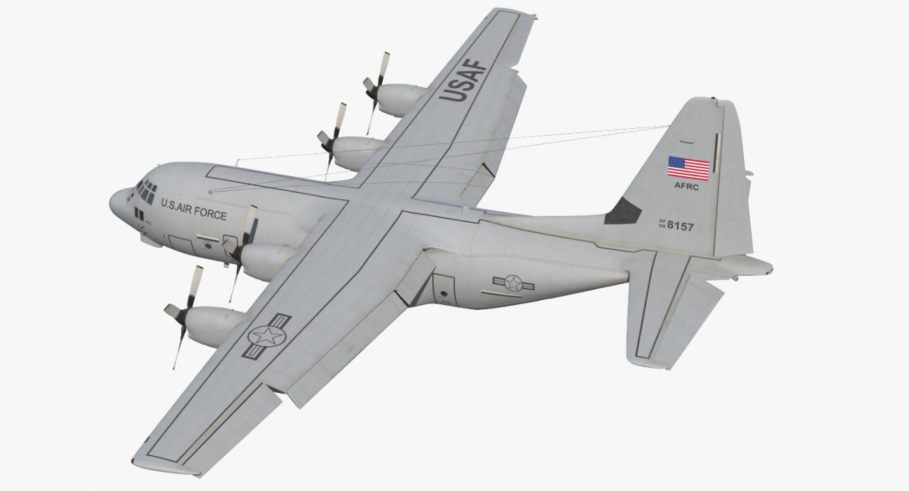 3D Lockheed C-130 Hercules US Military Transport Aircraft Rigged