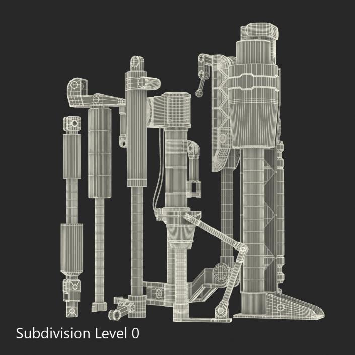 3D Sci-Fi Painted Hydraulic Cylinders Set model