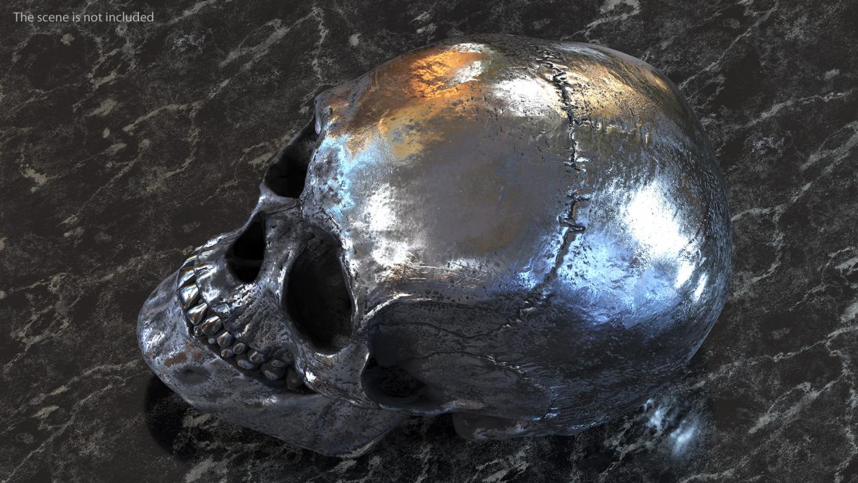 3D Male Skull Metal With Patina model