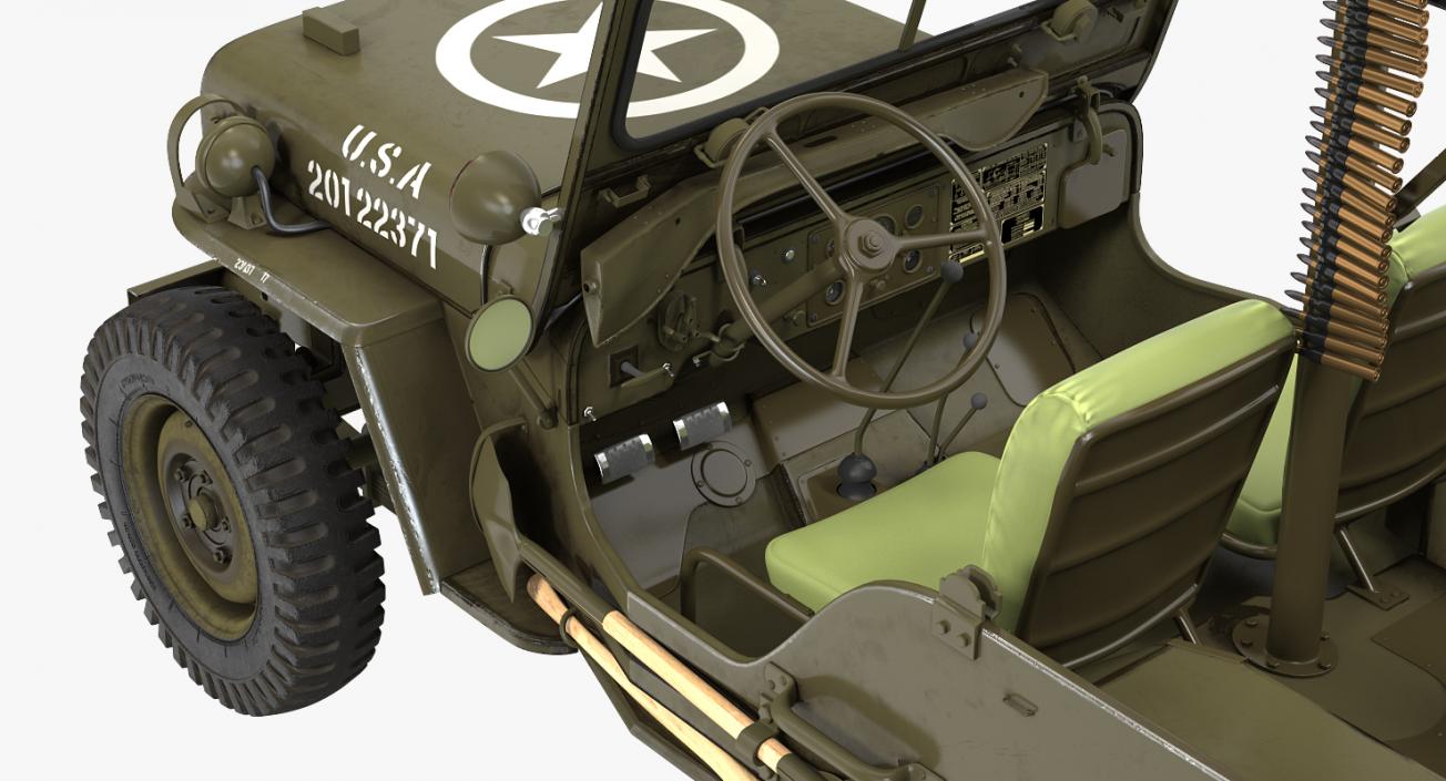 3D model Willys Jeep MB 44 with Trailer